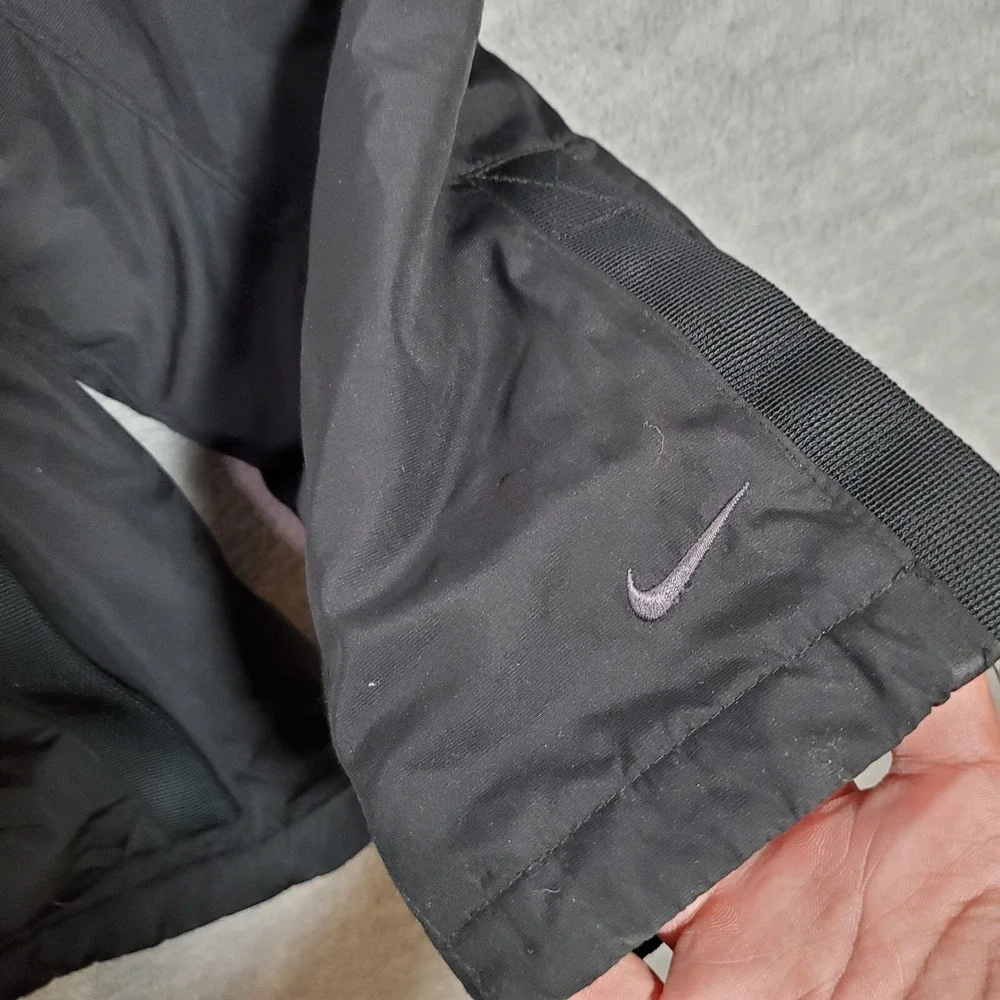 VINTAGE Nike‎ Women Jacket Large Black Y2K Logo Swoosh Full Zip Quilt Lined